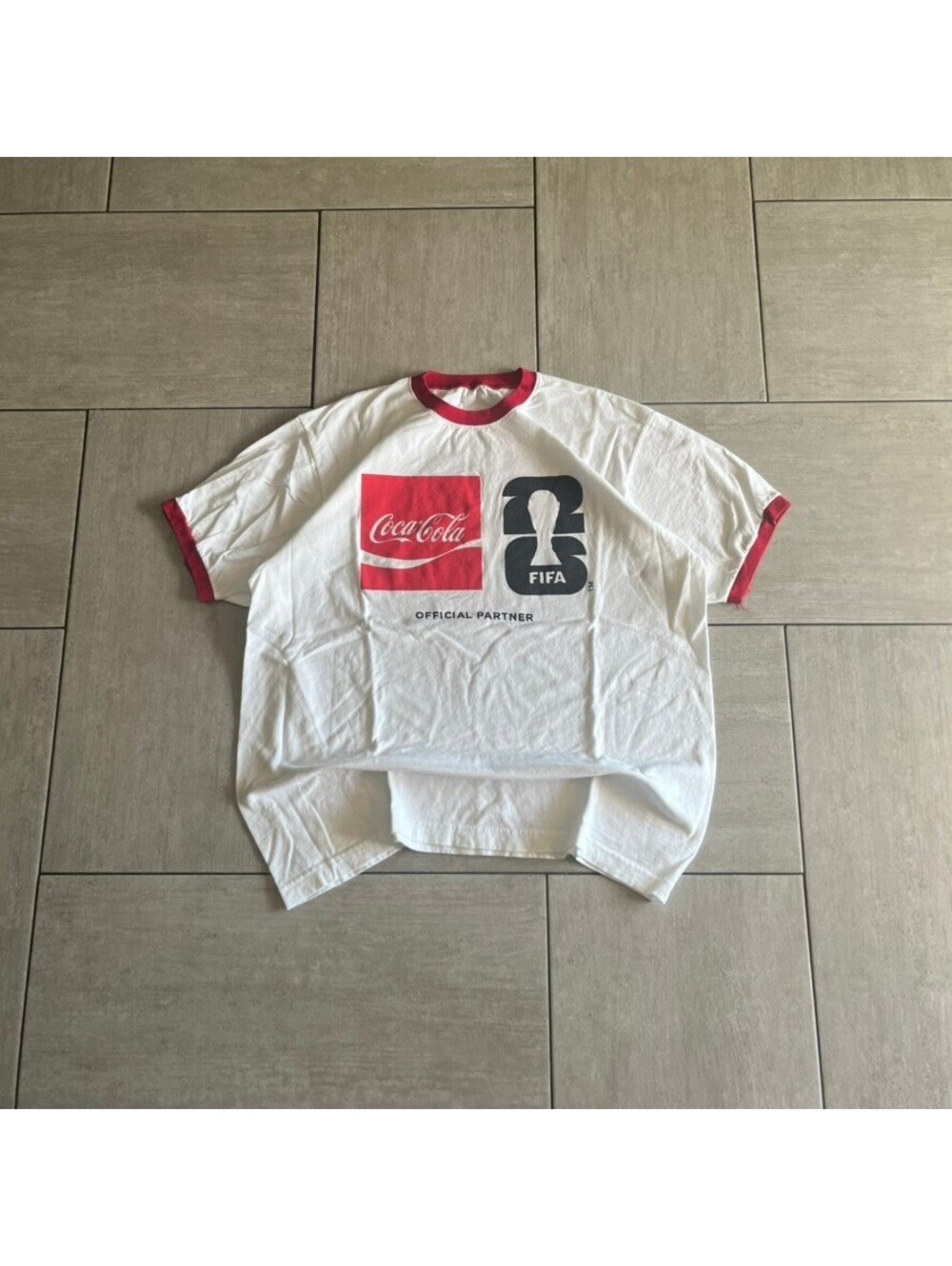Coca-Cola FIFA Official Partner White Ringer T-Shirt Size XL